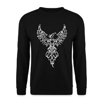 Weißes Phönix-Symbol - Unisex Pullover - Schwarz - Vorne - Alina (178cm) & Michal (187cm)