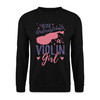 Never underestimate a violinist - Unisex Sweatshirt - black - Front - Alina (178cm) & Michal (187cm)