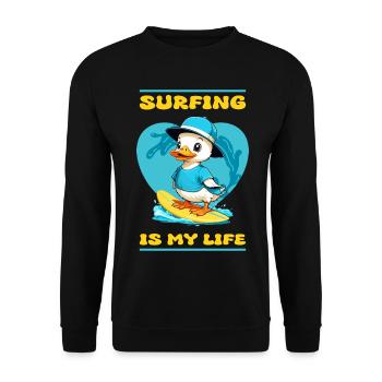 Canard surfeur mignon - Sweat-shirt Unisexe - noir - Devant - Alina (178cm) & Michal (187cm)