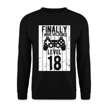 Niveau 18 débloqué - Sweat-shirt Unisexe - noir - Devant - Alina (178cm) & Michal (187cm)