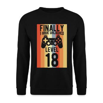 Niveau 18 débloqué - Sweat-shirt Unisexe - noir - Devant - Alina (178cm) & Michal (187cm)