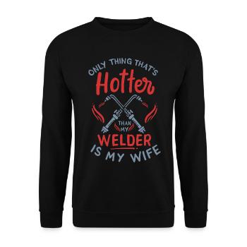 My welding machine hotter than my wife - Unisex Sweatshirt - black - Front - Alina (178cm) & Michal (187cm)