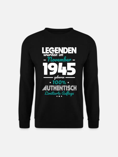 80. Geburtstag - Legenden wurden im November 1945 - Unisex Pullover - Schwarz