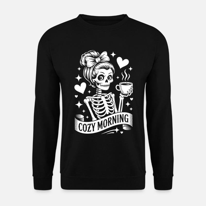 Kuscheliges Morgen Skelett Motif - Unisex Pullover - Schwarz