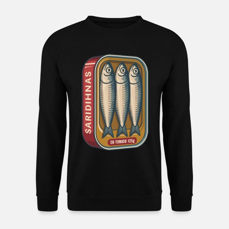 Retro Sardinen Dose mit Tomaten - Unisex Pullover - Schwarz