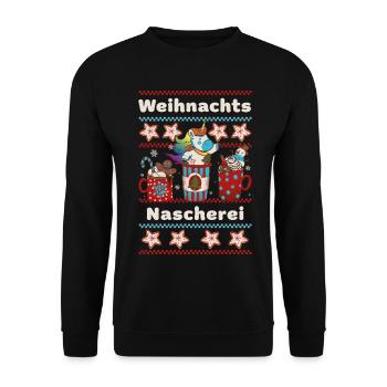 Collation de Noël amusante avec licorne - Sweat-shirt Unisexe - noir - Devant - Alina (178cm) & Michal (187cm)