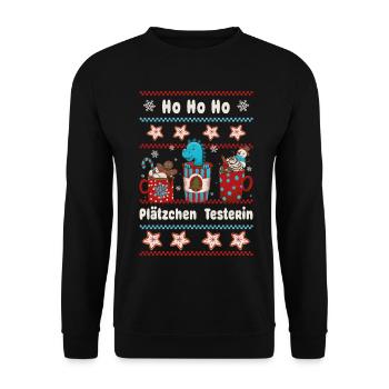 Hohoho Cookie Tester Noël avec Dino - Sweat-shirt Unisexe - noir - Devant - Alina (178cm) & Michal (187cm)
