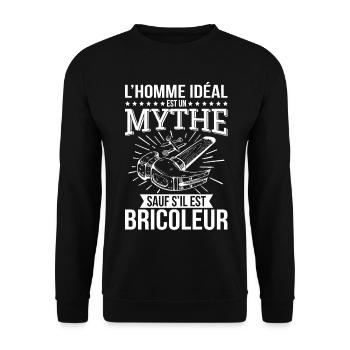The ideal man is a myth unless he is a handyman - Unisex Sweatshirt - black - Front - Alina (178cm) & Michal (187cm)