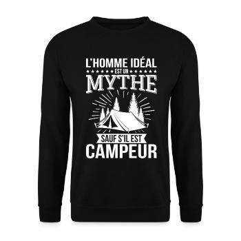The ideal man is a myth unless he is a camper - Unisex Sweatshirt - black - Front - Alina (178cm) & Michal (187cm)
