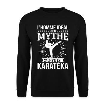 L’homme idéal un mythe sauf s’il est karatéka - Sweat-shirt Unisexe - noir - Devant - Alina (178cm) & Michal (187cm)