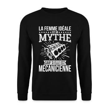 Femme idéale mythe sauf si elle est mécanicienne - Sweat-shirt Unisexe - noir - Devant - Alina (178cm) & Michal (187cm)