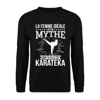 La femme idéale un mythe sauf si elle est karatéka - Sweat-shirt Unisexe - noir - Devant - Alina (178cm) & Michal (187cm)