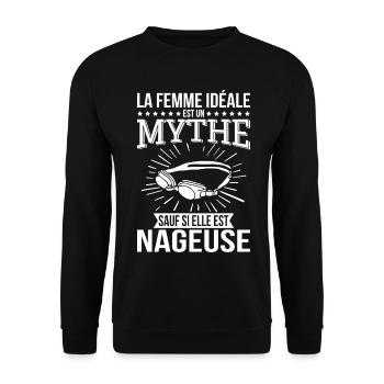 The ideal woman, a myth unless she is a swimmer - Unisex Sweatshirt - black - Front - Alina (178cm) & Michal (187cm)