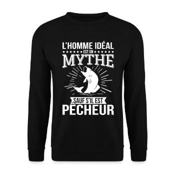 The ideal man a myth unless he is a fisherman - Unisex Sweatshirt - black - Front - Alina (178cm) & Michal (187cm)