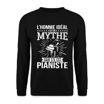 The ideal man is a myth unless he is a pianist - Unisex Sweatshirt - black - Front - Alina (178cm) & Michal (187cm)