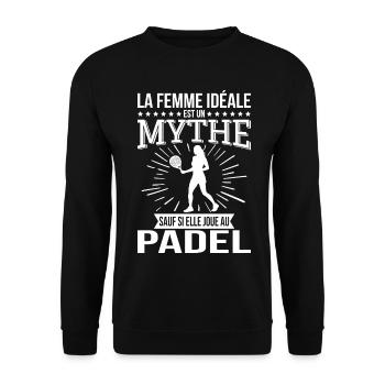 Femme idéale un mythe sauf si elle joue au padel - Sweat-shirt Unisexe - noir - Devant - Alina (178cm) & Michal (187cm)