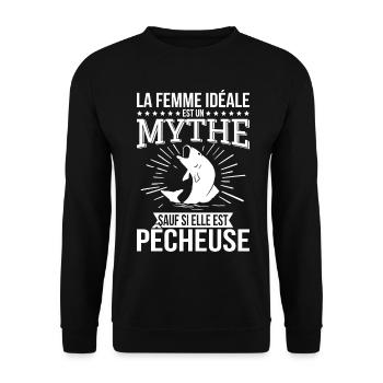 The ideal woman, a myth unless she is a fisherman - Unisex Sweatshirt - black - Front - Alina (178cm) & Michal (187cm)