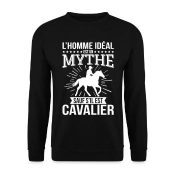 L’homme idéal un mythe sauf s’il est cavalier - Sweat-shirt Unisexe - noir - Devant - Alina (178cm) & Michal (187cm)