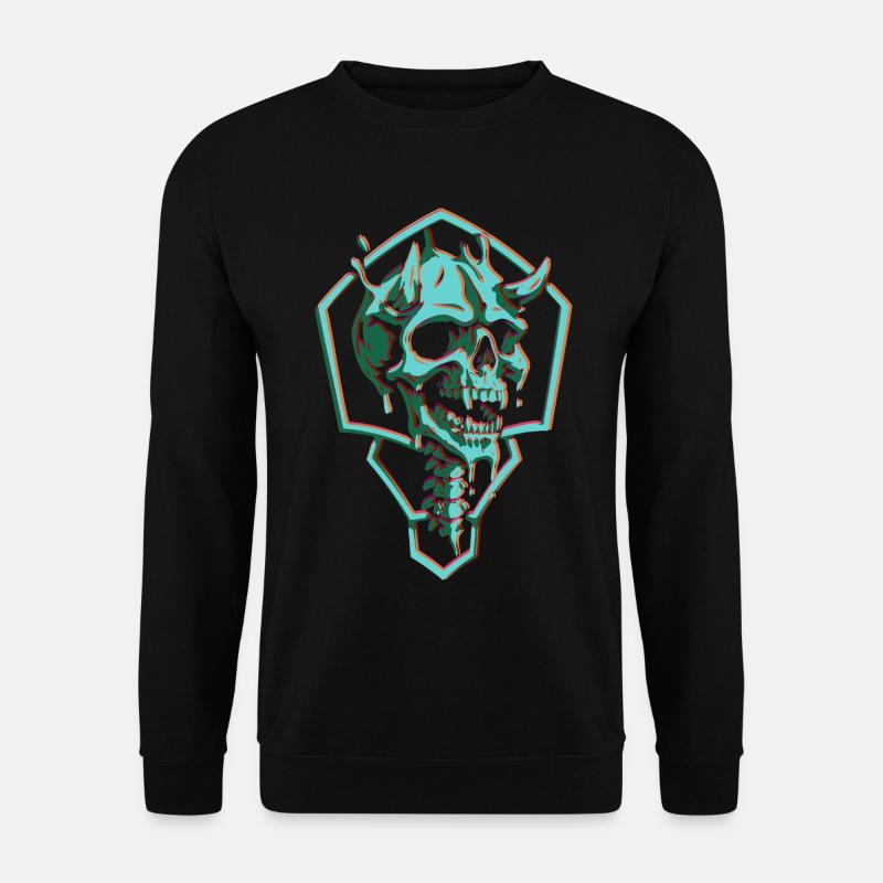 Neon skull in hexagon - Unisex Sweatshirt - black