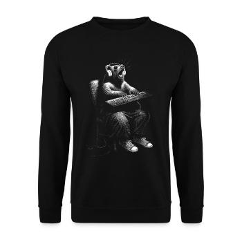 Bär Synthesizer Keyboard Coole Jugend Musik - Unisex Pullover - Schwarz - Vorne - Alina (178cm) & Michal (187cm)