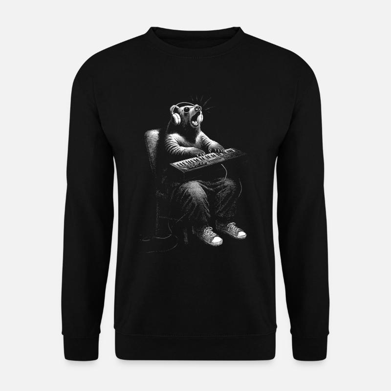 Bär Synthesizer Keyboard Coole Jugend Musik - Unisex Pullover - Schwarz