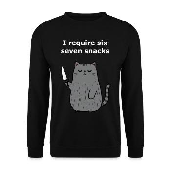 6-7 Mème Internet 6 7 Snack Cat - Sweat-shirt Unisexe - noir - Devant - Alina (178cm) & Michal (187cm)