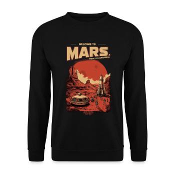 Mars Retro Adventure: Pioneer Station - Unisex Sweatshirt - black - Front - Alina (178cm) & Michal (187cm)