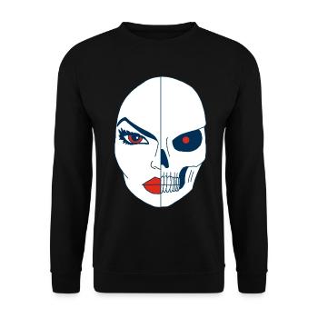 Tod und sein Gesicht - Unisex Pullover - Schwarz - Vorne - Alina (178cm) & Michal (187cm)