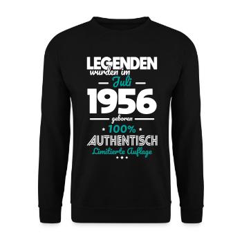70. Geburtstag - Legenden wurden im Juli 1956 - Unisex Pullover - Schwarz - Vorne - Alina (178cm) & Michal (187cm)