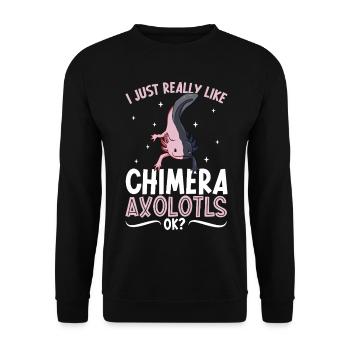 I love my Chimera axolotl - Unisex Sweatshirt - black - Front - Alina (178cm) & Michal (187cm)