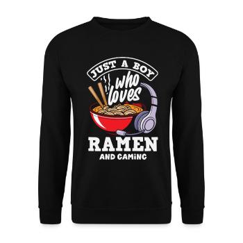 Boy Loves Ramen And Gaming Headset - Unisex Sweatshirt - black - Front - Alina (178cm) & Michal (187cm)