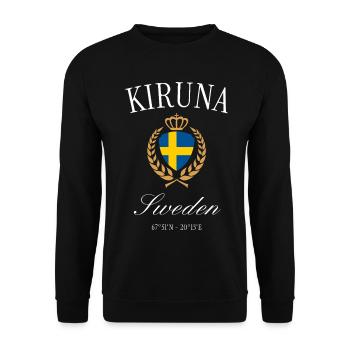Kiruna Schweden Wappen Krone – Reise Souvenir - Unisex Pullover - Schwarz - Vorne - Alina (178cm) & Michal (187cm)
