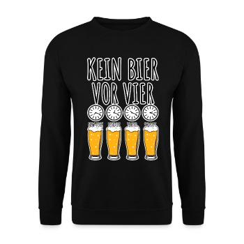Kein Bier vor 4 außer es ist FUSSBALL - Unisex Pullover - Schwarz - Vorne - Alina (178cm) & Michal (187cm)
