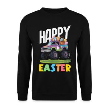 Frohe Ostern Süßer Osterhase Eiersuche Ostereier - Unisex Pullover - Schwarz - Vorne - Alina (178cm) & Michal (187cm)