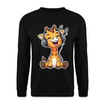 Girafe écoutant de la musique chantant - Sweat-shirt Unisexe - noir - Devant - Alina (178cm) & Michal (187cm)