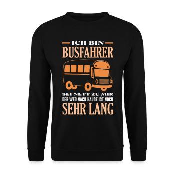 Busfahrer Weg Nach Hause Lang - Unisex Pullover - Schwarz - Vorne - Alina (178cm) & Michal (187cm)