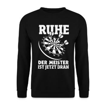 Lustige Darts Sprüche Darts Geschenke - Unisex Pullover - Schwarz - Vorne - Alina (178cm) & Michal (187cm)