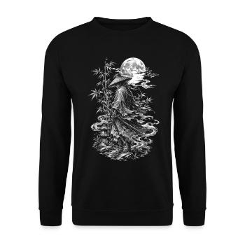 Ronin samouraïs japonais avec Chapeau de paille et katana - Sweat-shirt Unisexe - noir - Devant - Alina (178cm) & Michal (187cm)