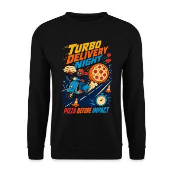 Turbo Pizza Delivery at Night - Unisex Sweatshirt - black - Front - Alina (178cm) & Michal (187cm)