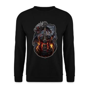 Dragon Rock – Burning Guitar - Unisex Sweatshirt - black - Front - Alina (178cm) & Michal (187cm)