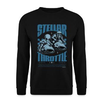 Bigfoot Alien Stellar Throttle Design - Unisex Pullover - Schwarz - Vorne - Alina (178cm) & Michal (187cm)