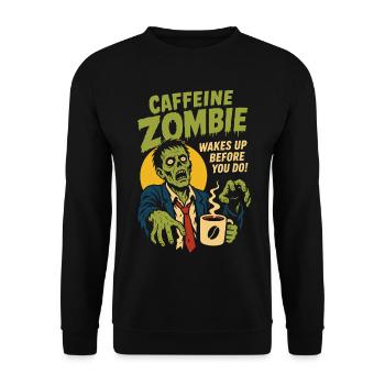 Caffeine Zombie – Kaffee vor dem Aufstehen - Unisex Pullover - Schwarz - Vorne - Alina (178cm) & Michal (187cm)