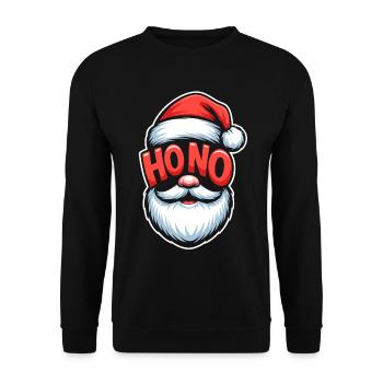 Ho Ho Santa Typo-Design - Unisex Pullover - Schwarz - Vorne - Alina (178cm) & Michal (187cm)