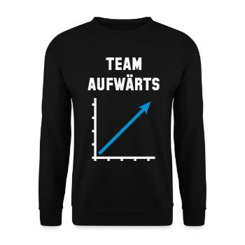 Team Aufwärts (Erfolg / Fortschritt / NEG Blue 2C) - Unisex Pullover - Schwarz - Vorne - Alina (178cm) & Michal (187cm)