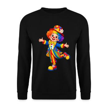 Karneval Bunt clown Kostüm Illustration - Unisex Pullover - Schwarz - Vorne - Alina (178cm) & Michal (187cm)