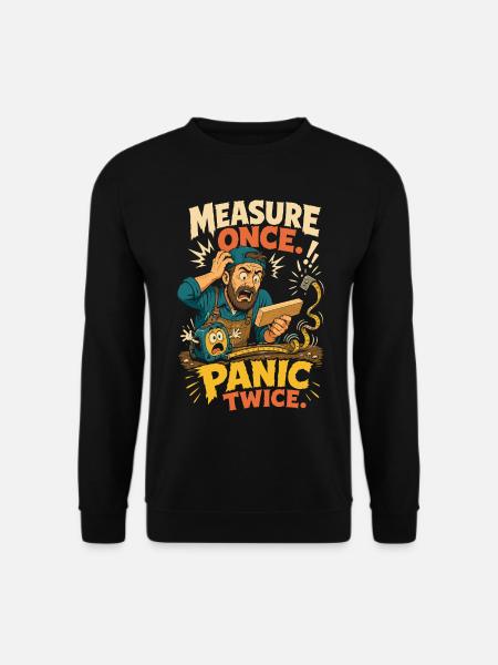 Measure Once, Panic Twice – Heimwerker - Unisex Pullover - Schwarz