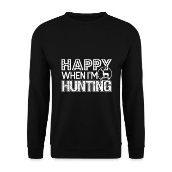 Hunting Happy When I'm Hunting - Unisex Sweatshirt - black - Front - Alina (178cm) & Michal (187cm)