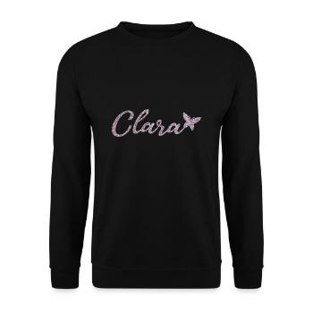 Clara nom prénom rose papillon - Sweat-shirt Unisexe - noir - Devant - Alina (178cm) & Michal (187cm)