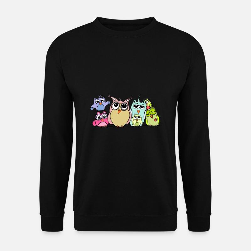 eule und ihre freunde - lustiges eulen treffen - Unisex Pullover - Schwarz