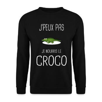 Croco - crocodile -caïman -alligator - Sweat-shirt Unisexe - noir - Devant - Alina (178cm) & Michal (187cm)